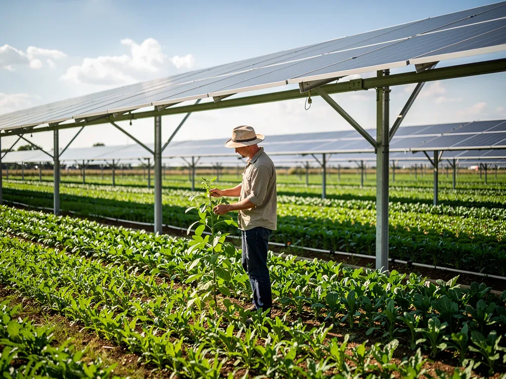 Agri Photovoltaik DIY erfolgreich umsetzen mit praxisnahen Schritten Agri Photovoltaik DIY Solaranlage auf landwirtschaftlichem Feld mit Montagearbeiten
