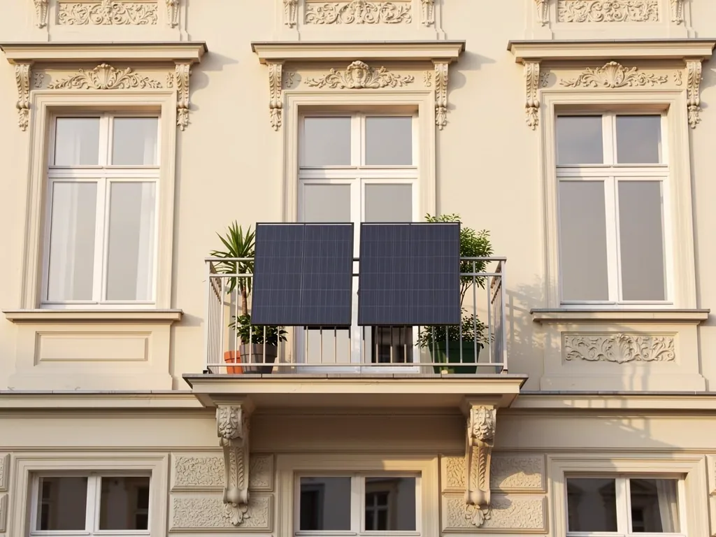Balkonkraftwerke im Altbau: Einfache Energielösung nachrüsten Balkonkraftwerk Installation an Balkon eines Altbaus mit moderner Solartechnik