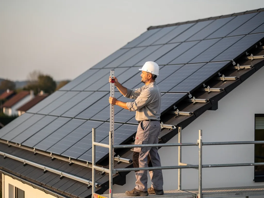 Dachstatik PV Prüfung für sichere Photovoltaikanlagen auf dem Dach Dachstatiker überprüft Tragfähigkeit für sichere Photovoltaikanlage auf Steildach