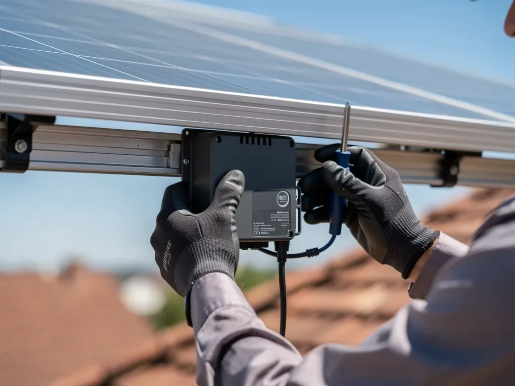 Enphase IQ8AC Test: Praxiserfahrungen und Leistungsbewertung Enphase IQ8AC Mikro-Wechselrichter auf Solarmodul montiert im Praxistest