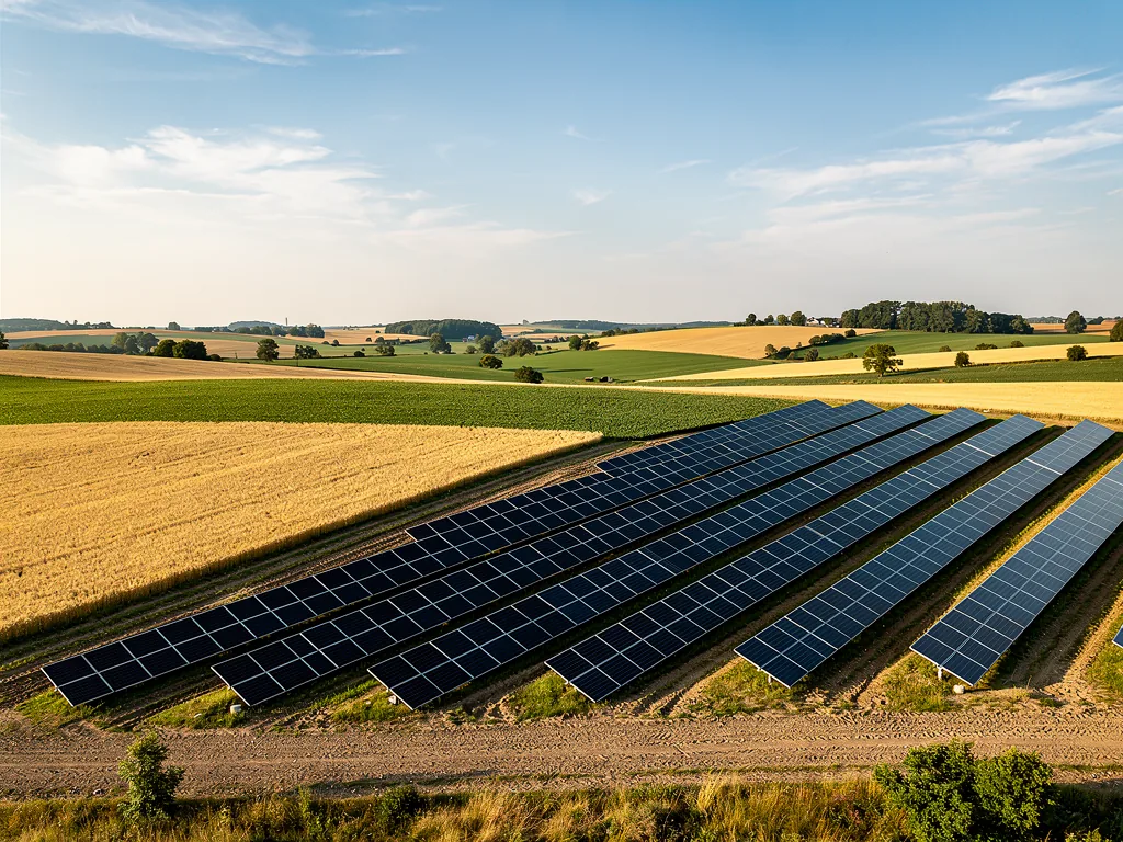 Freiflächen Photovoltaik in Sachsen-Anhalt effizient planen und umsetzen Freiflächen Photovoltaik Anlage in Sachsen-Anhalt mit Solarmodulen auf Ackerland