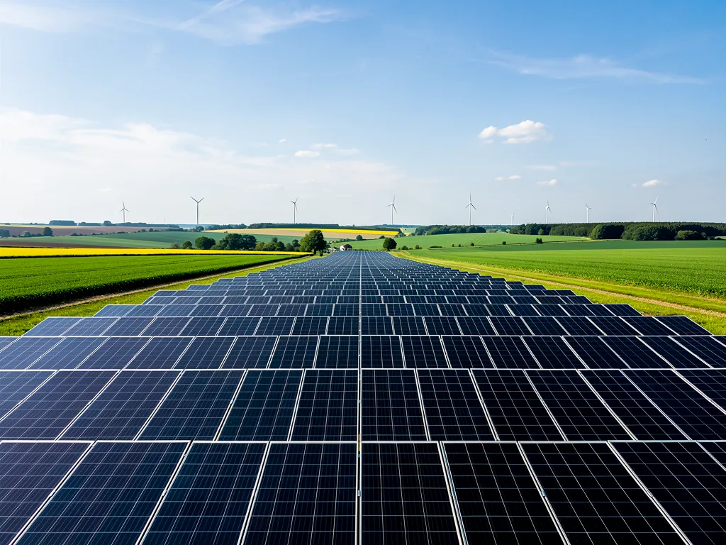 Freiflächen Photovoltaik SH als wichtiger Baustein für nachhaltige Energie in Schleswig-Holstei Illustration zum Thema Freiflächen Photovoltaik SH