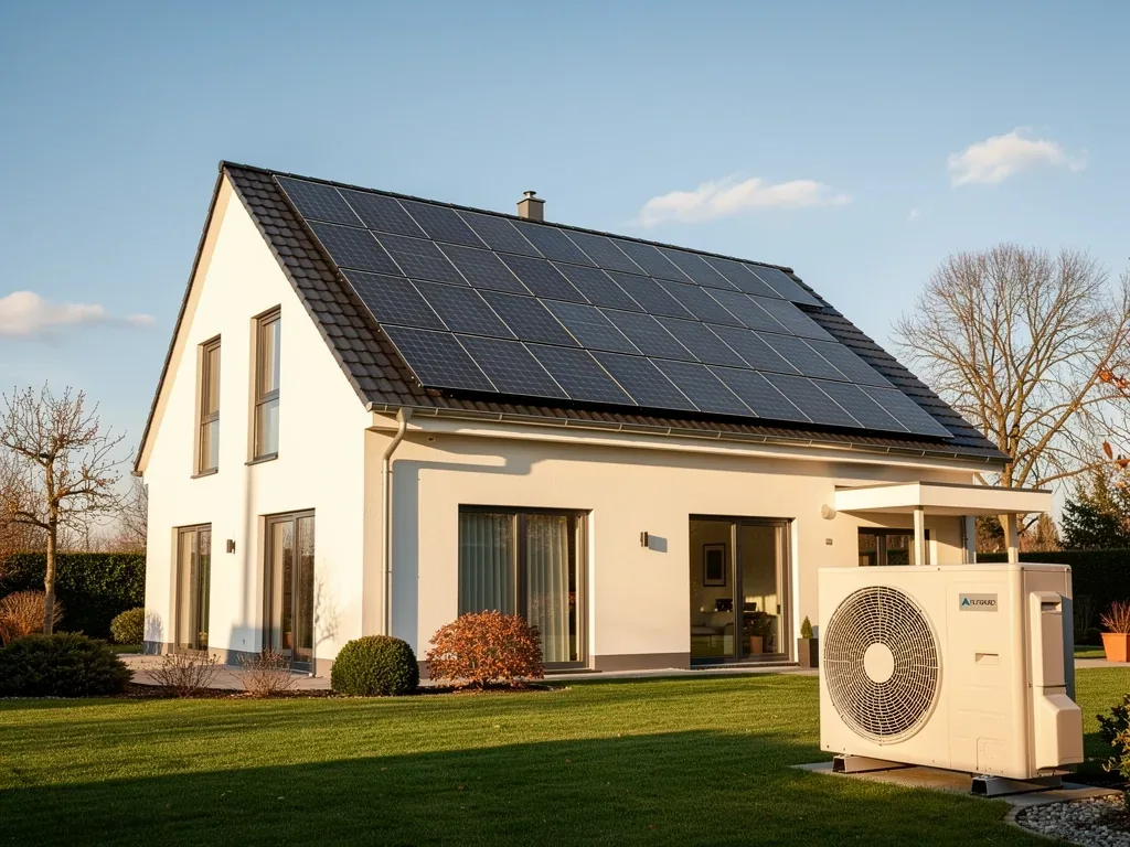 Heizkosten sparen mit Photovoltaik: So senken Sie langfristig Ihre Energiekosten Moderne Photovoltaikanlage auf Hausdach zur langfristigen Heizkostensenkung durch Eigenstrom