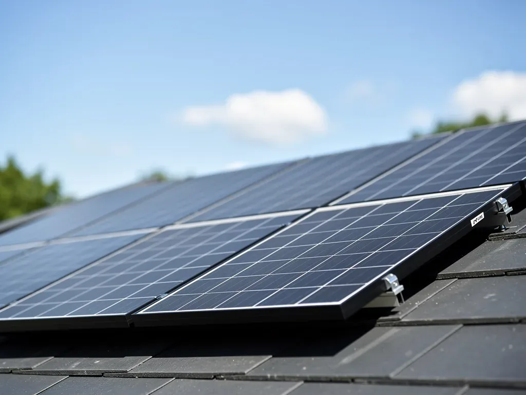 Erfahrungen mit dem Hyundai Energy HiE-S460VG Testmodul für Photovoltaik Hyundai Energy HiE-S460VG Solarmodul auf Hausdach bei sonnigem Wetter