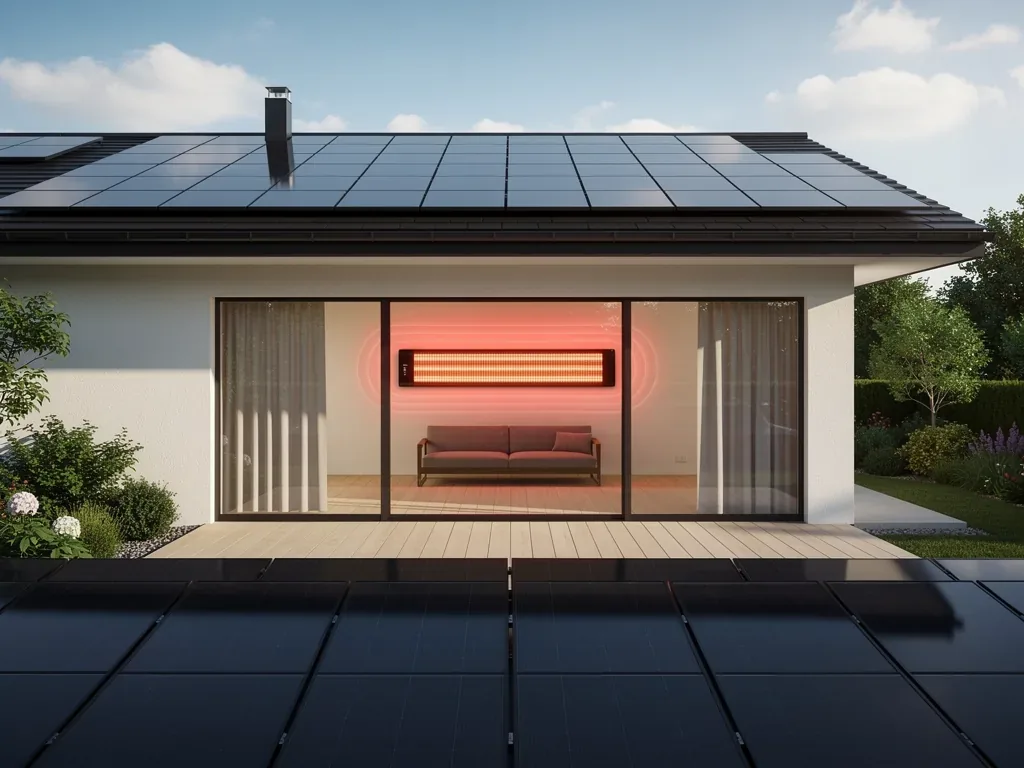 Infrarotheizung und PV: So funktioniert die optimale Kombination Moderne Infrarotheizung kombiniert mit Photovoltaikanlage zur effizienten Heizkostensenkung