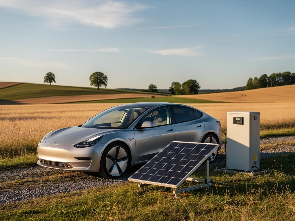 Energieautark mit Inselanlage E-Auto sicher und umweltfreundlich aufladen Solaranlage mit Batteriespeicher lädt Elektroauto umweltfreundlich und energieautark
