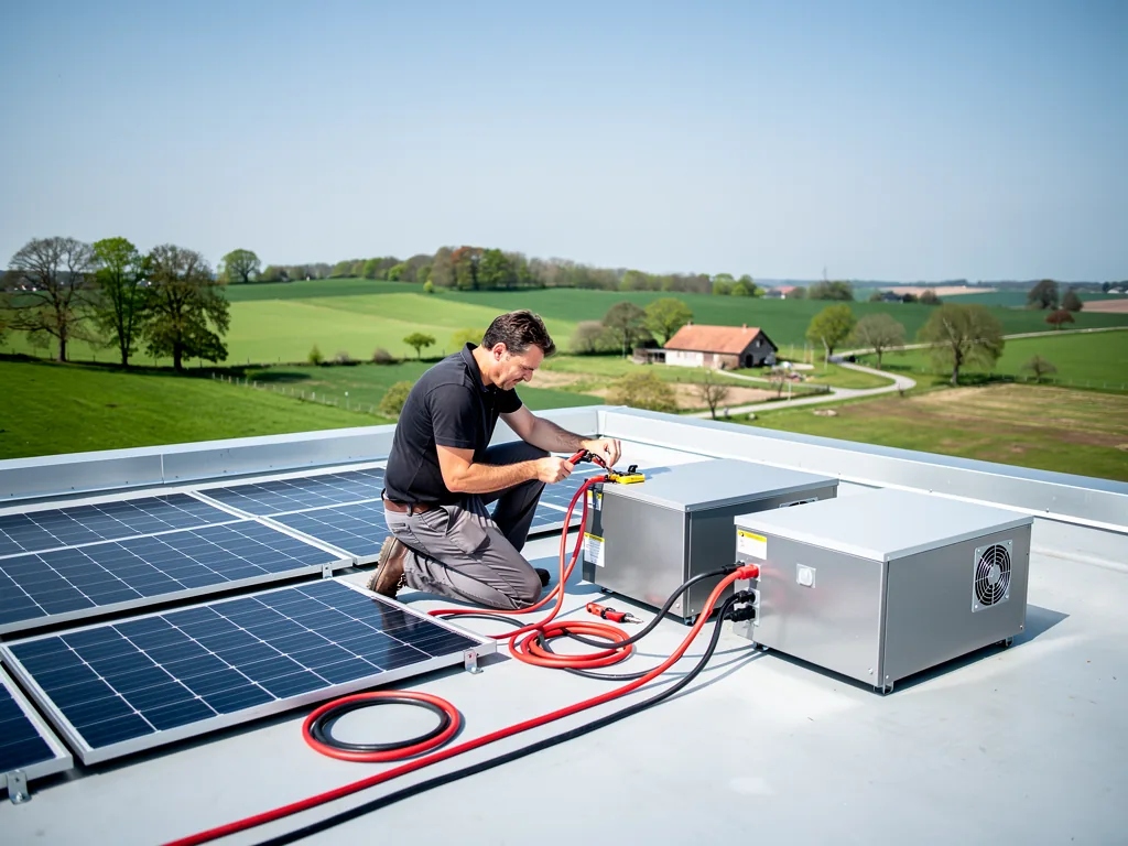 Praxisleitfaden Inselanlage selber bauen für eine effiziente Stromversorgung Moderne Photovoltaik Inselanlage mit Solarmodulen und Batterien für Eigenstromversorgung