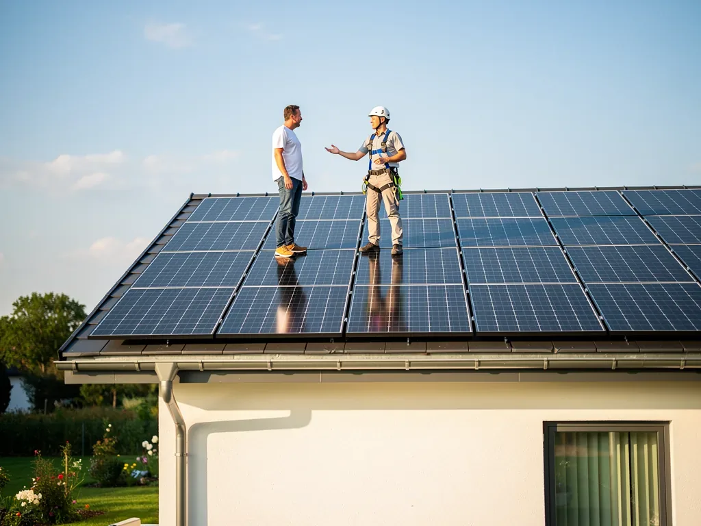 KfW 270 Photovoltaik Kredit: So beantragen Sie ihn richtig und profitieren finanziell Photovoltaikanlage auf Hausdach mit Finanzierungsdokumenten für KfW 270 Kredit Antrag