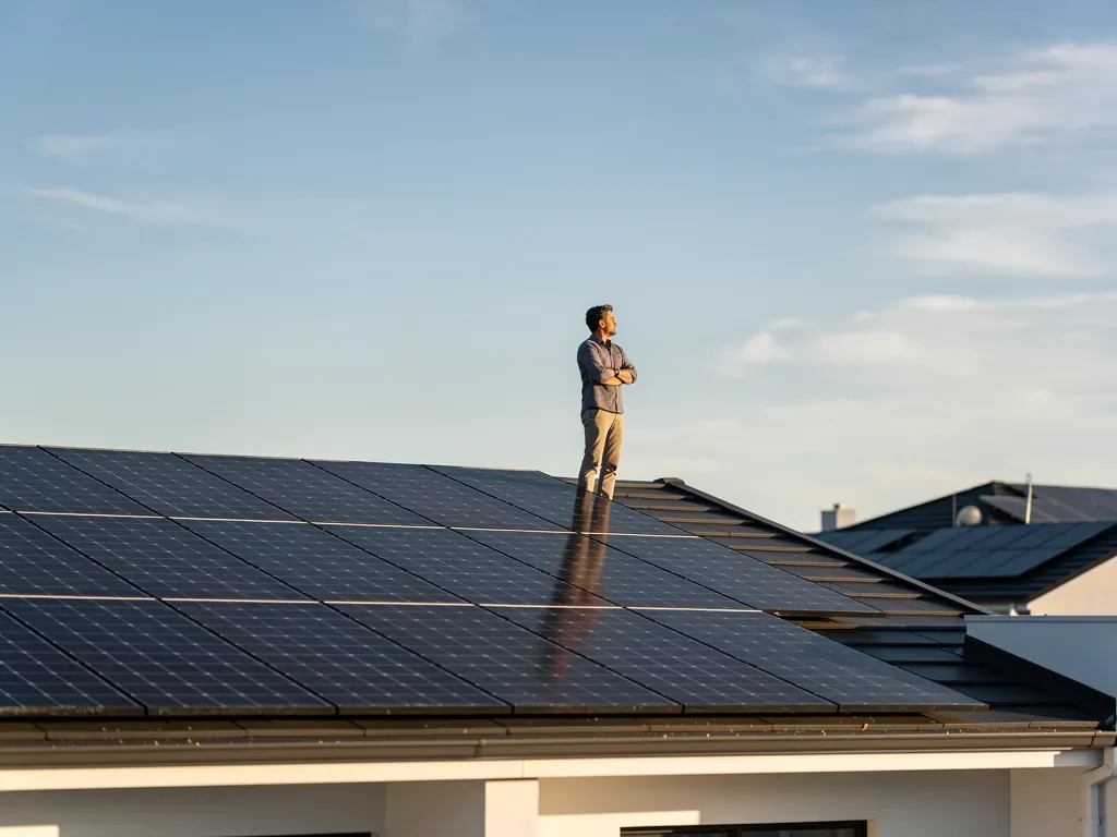 Kredit Photovoltaikanlage: Die besten Angebote finden Hausbesitzer planen Finanzierung für Photovoltaikanlage mit zinsgünstigem Kredit und Förderung