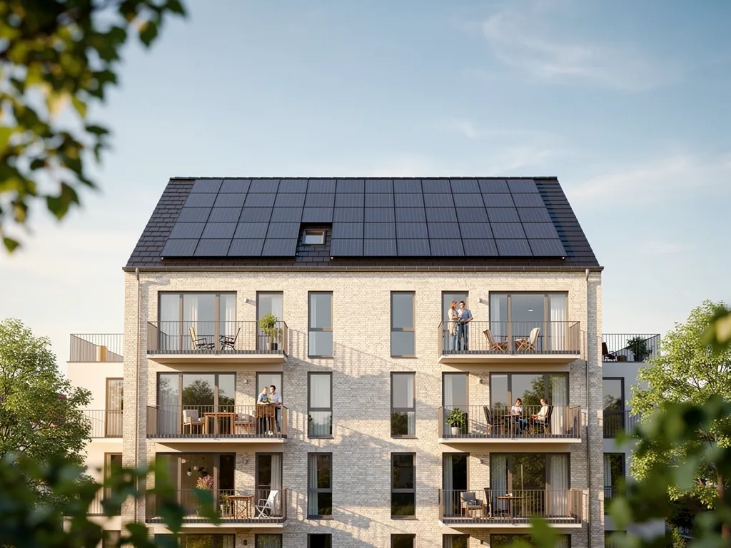 Mieterstrom Bremen erklärt – Chancen und Vorteile für Bremer Wohnanlagen Photovoltaikanlage auf Bremer Wohngebäude für günstigen Mieterstrom vor Ort