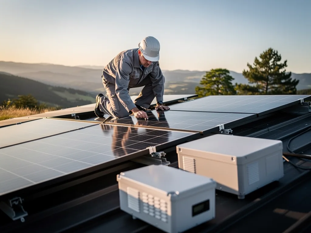 Off Grid PV-Anlage effizient planen für maximale Energieautarkie Off Grid PV-Anlage mit Solarmodulen und Speicher zur effizienten Energieautarkieplanung
