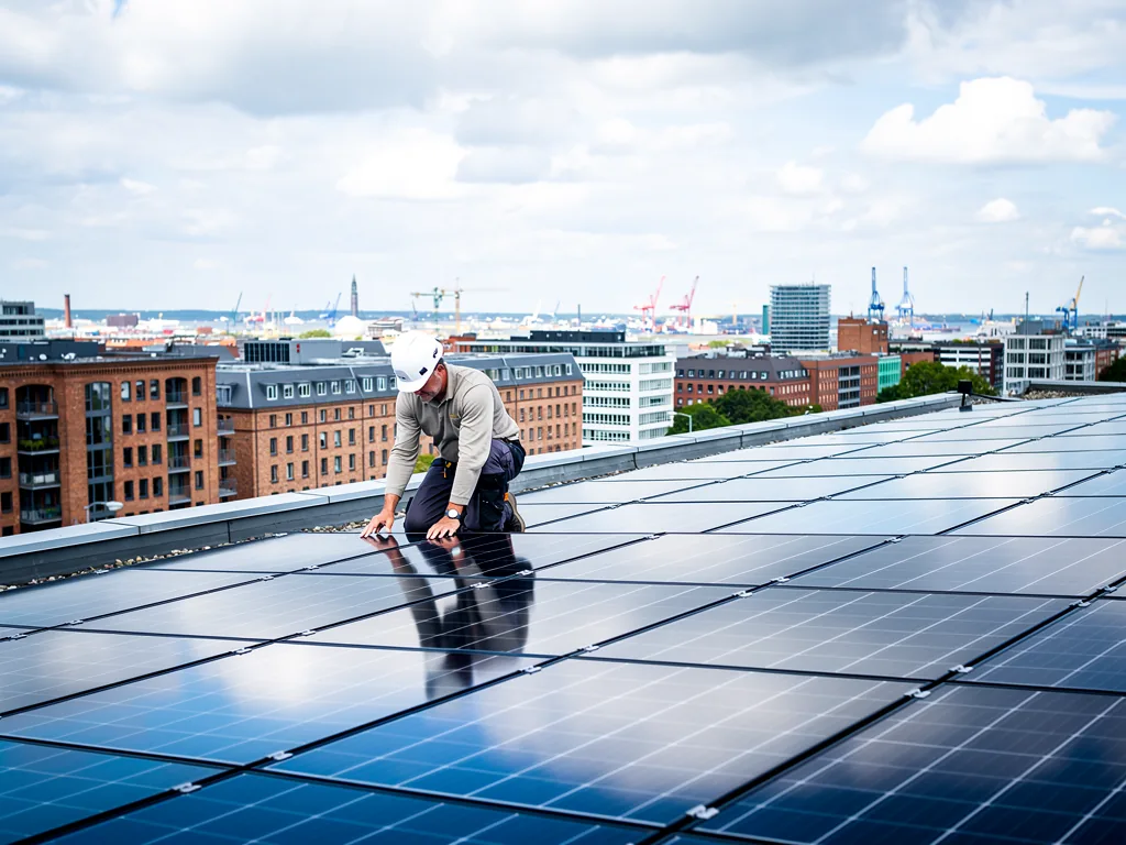 Ihr Weg zur Solarenergie Die Top Photovoltaik Anbieter Hamburg im Detail Moderne Photovoltaik Anlage auf Hausdach in Hamburg mit lokalen Anbietern
