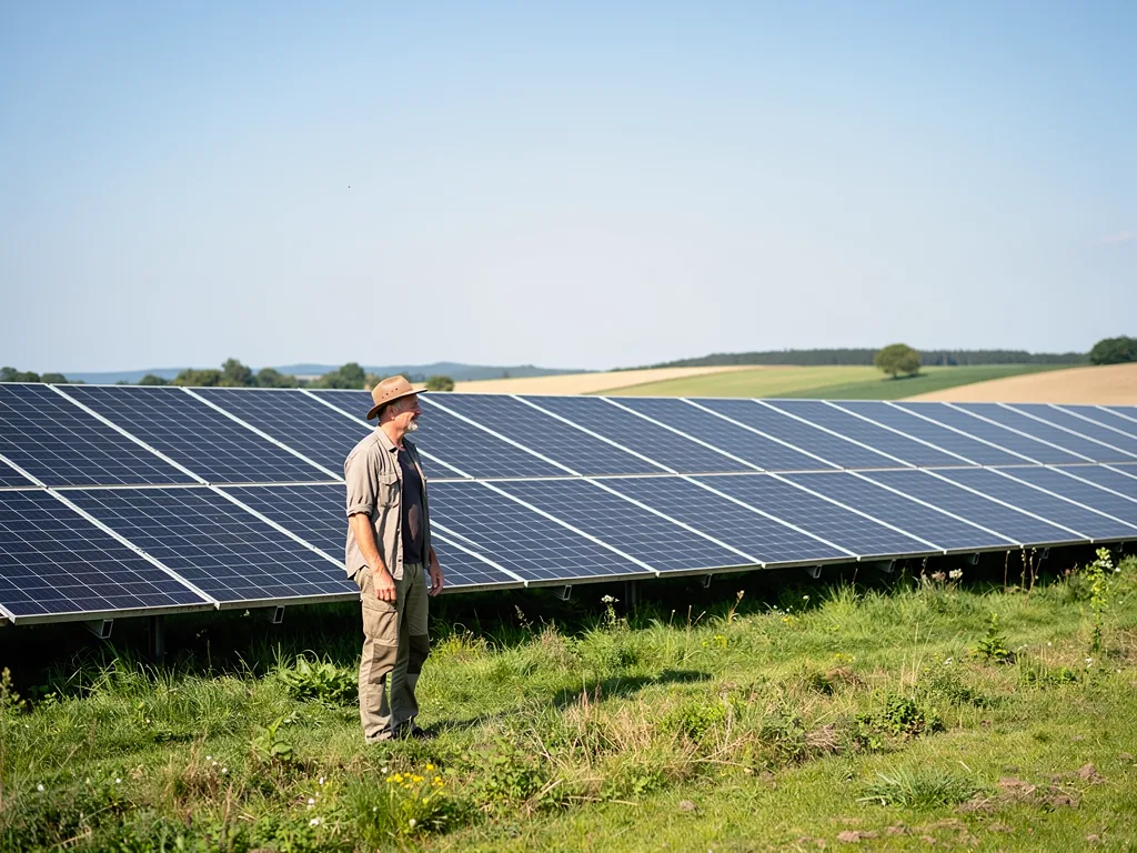 Aktuelle Entwicklungen beim Photovoltaik Ausbau Niedersachsen im Überblick Solaranlagen auf Feldern in Niedersachsen vor klarem Himmel im ländlichen Raum