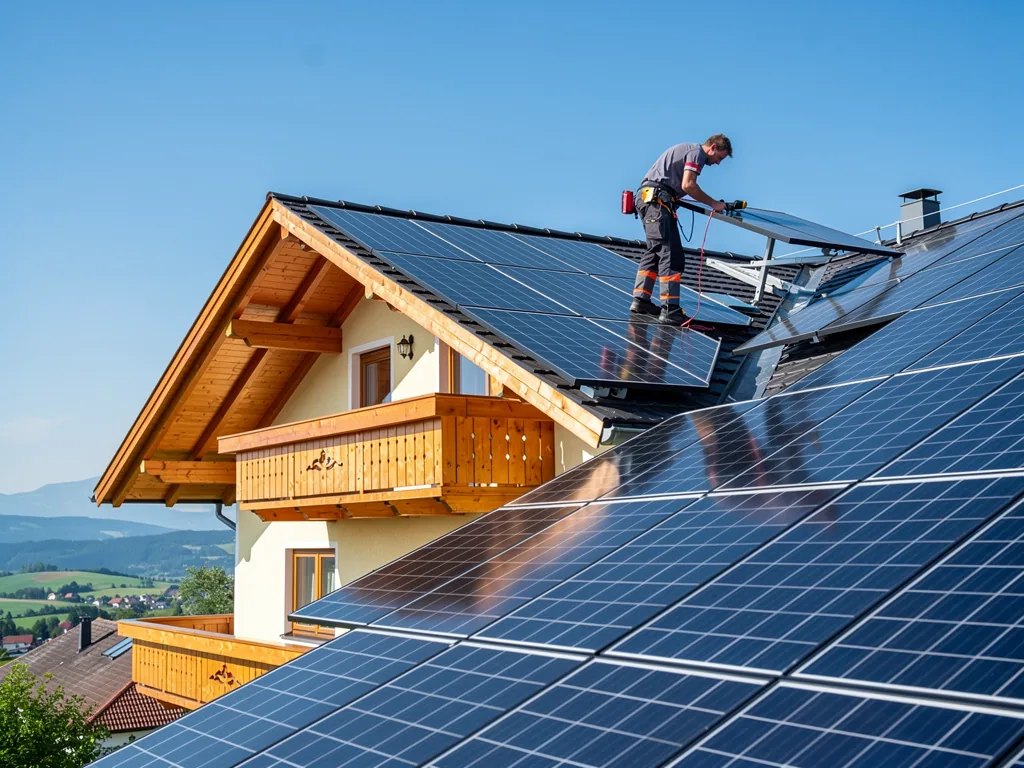 Photovoltaikanlage in Bayern vor Wohnhaus mit klarer Genehmigungsübersicht