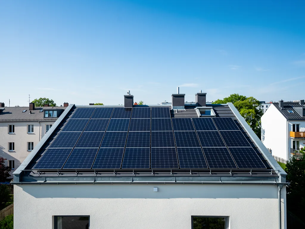 Photovoltaik Berlin Ratgeber für Hauseigentümer umfassend erklärt Moderne Photovoltaikanlage auf Berliner Hausdach für nachhaltige Stromerzeugung