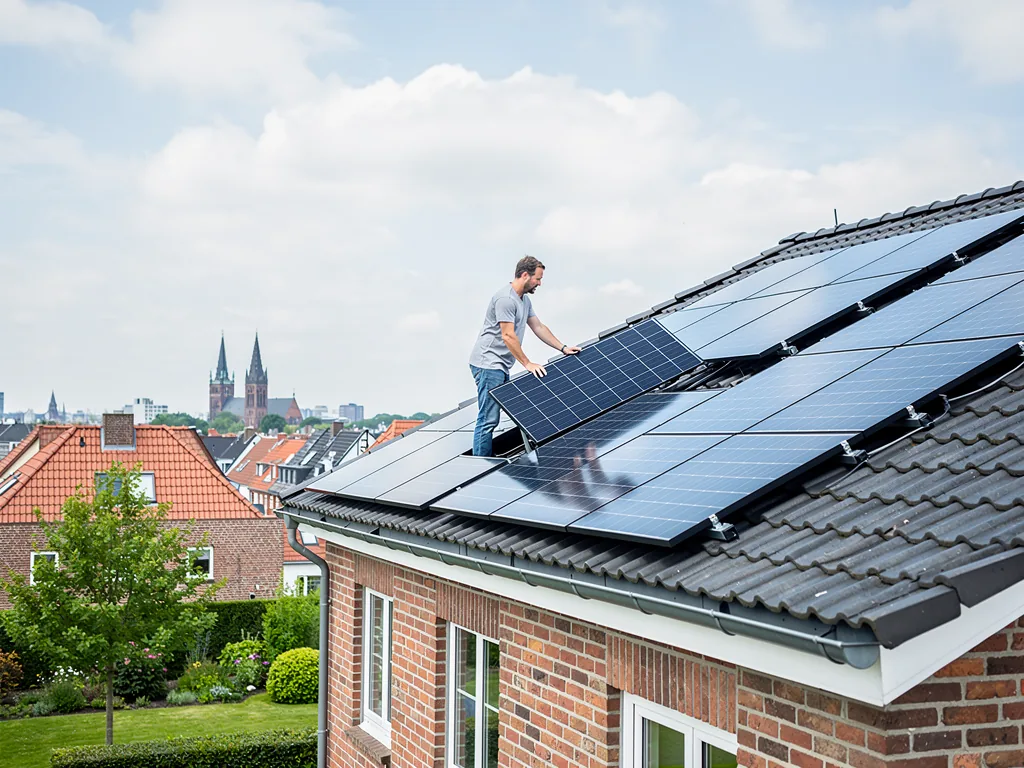 Effiziente Planung für Photovoltaik Bremen Kosten und Einsparpotenziale Solaranlage auf Hausdach in Bremen mit Fokus auf Kosten und Einsparpotenziale