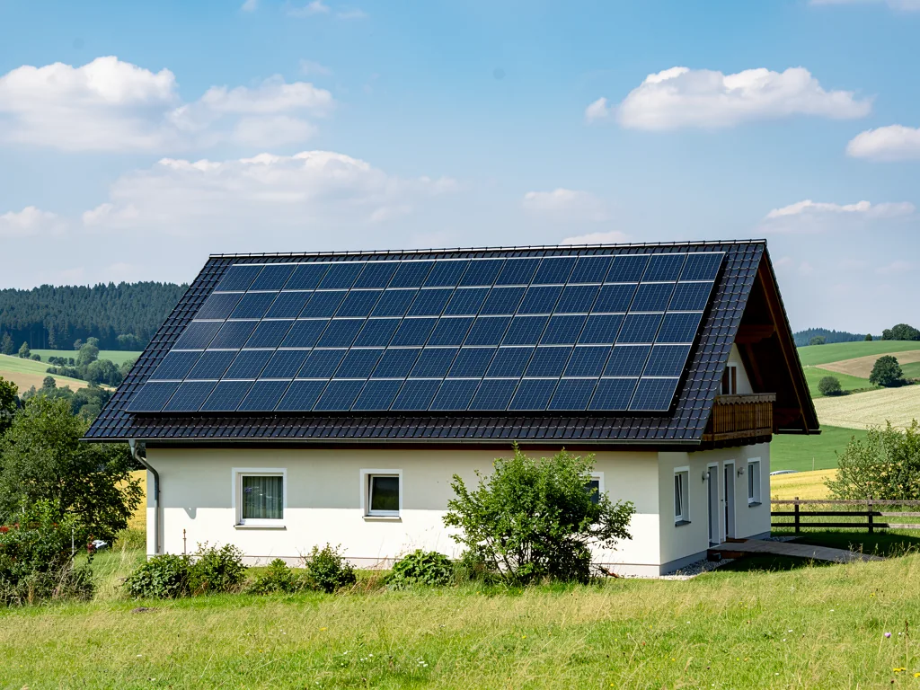 Photovoltaik Erfahrungen in Thüringen zur nachhaltigen Energiegewinnung Moderne Photovoltaikanlage auf Hausdach in Thüringen für nachhaltige Energiegewinnung