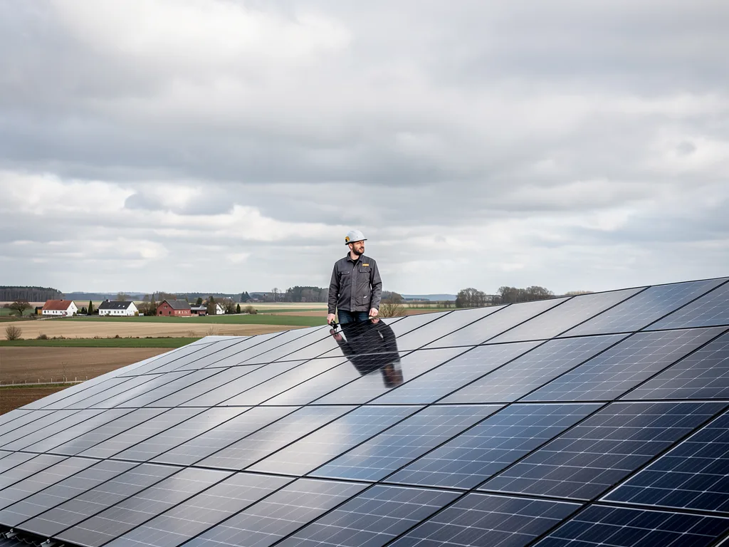 Wie Photovoltaik Erfahrungen SH Schleswig-Holstein zur optimalen Energieplanung beitragen Solaranlage in Schleswig-Holstein mit Blick auf Küstenregion und Himmel