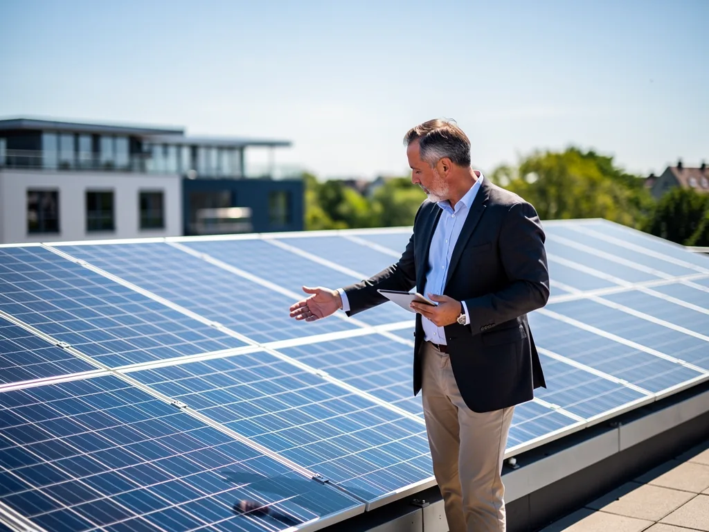 Photovoltaik Finanzierung KfW im Überblick Chancen und Bedingungen verstehen Moderne Photovoltaikanlage auf Hausdach mit KfW-Förderung für erneuerbare Energien
