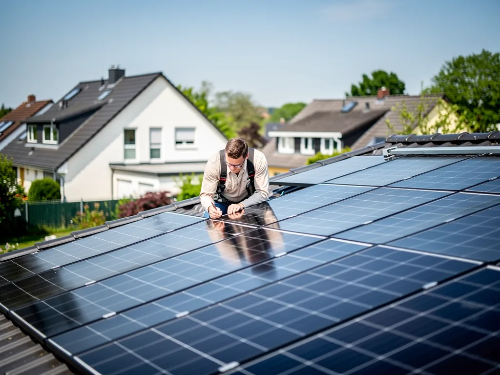 Photovoltaik Kosten NRW präzise analysieren und wirtschaftlich kalkulieren Photovoltaik Kosten NRW Übersichtsbild mit Solaranlage und Kostenanalyse für Nordrhein-Westfalen