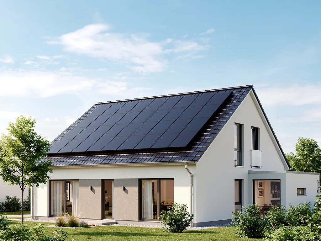 Photovoltaik Pflicht Bremen ab 2026 verständlich erklärt und umsetzen Photovoltaikanlage auf modernem Neubau in Bremen ab 2026 vorgeschrieben