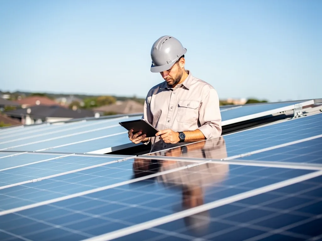 Photovoltaik Planung erfolgreich umsetzen – Wichtige Schritte und Tipps Solaranlage auf Hausdach mit Planungsunterlagen für optimale Photovoltaik Auslegung