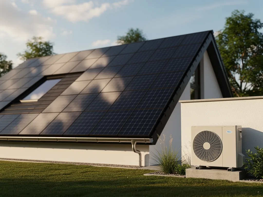 Wie Photovoltaik und Wärmepumpe zusammen Ihre Energieautarkie steigern Moderne Photovoltaikanlage mit Wärmepumpe zur Steigerung der Energieautarkie im Haus