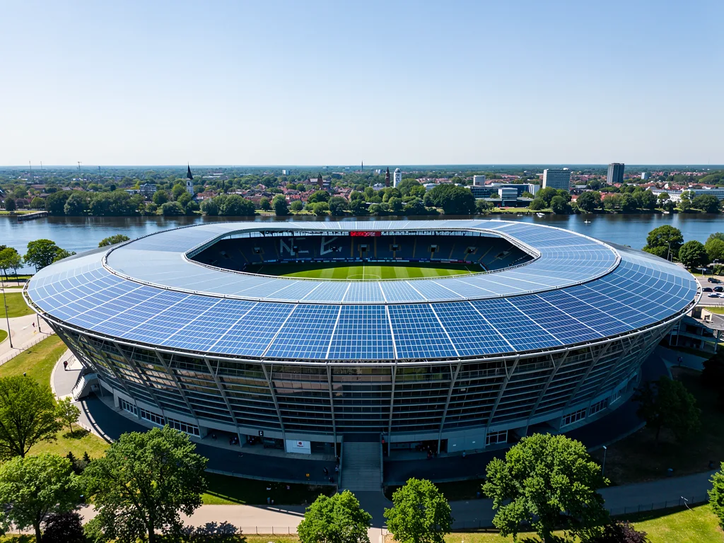 Photovoltaik Werder Bremen im Fokus nachhaltiger Stadionkonzepte Solaranlage auf dem Weserstadion von Werder Bremen zur nachhaltigen Energieversorgung