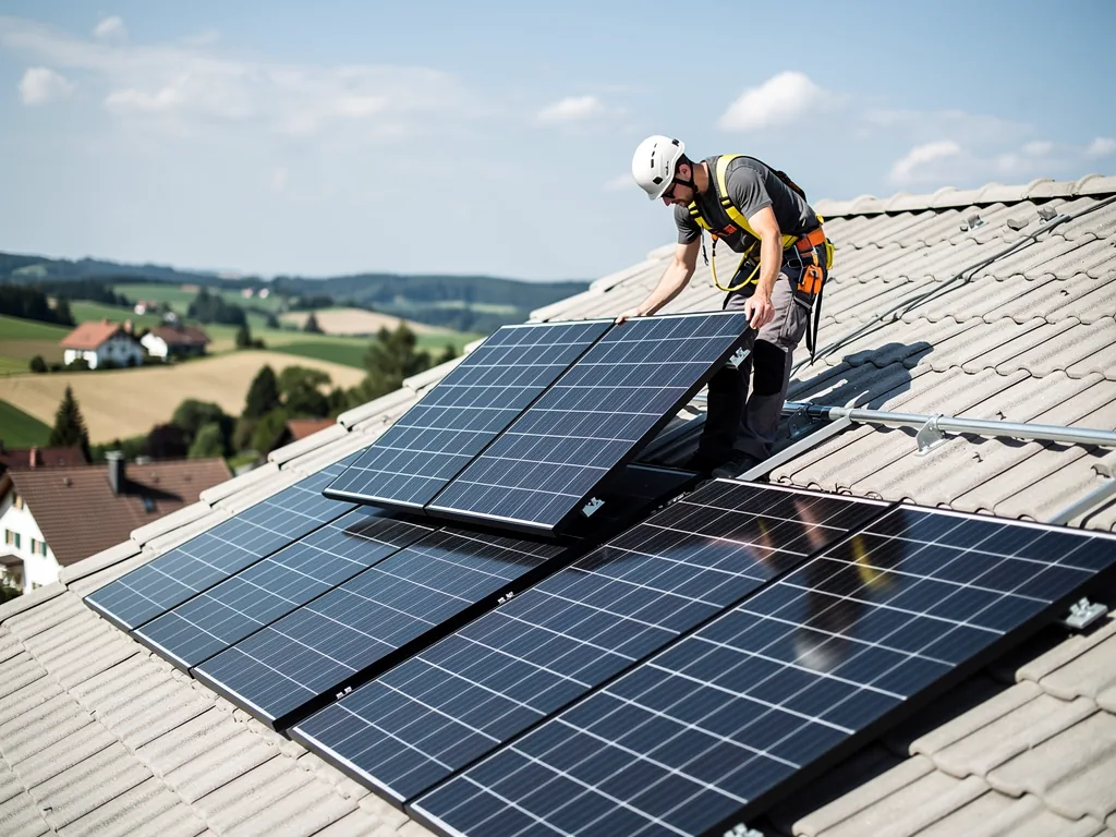 Photovoltaik Zentrum Bayern Erfahrungen praktisch erklärt und bewertet Solaranlage mit Modulmontage am Haus vom Photovoltaik Zentrum Bayern erklärt