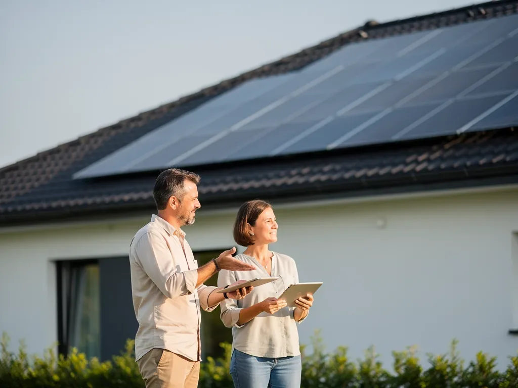 Photovoltaikanlage kaufen: So finden Sie den passenden Solaranbieter Photovoltaikanlage auf Hausdach mit qualifizierter Beratung und zertifizierten Solarmodulen