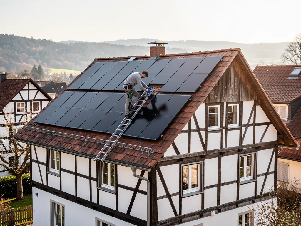 PV Denkmalschutz in Baden-Württemberg Genehmigungen und Praxisbeispiele Photovoltaikanlage auf denkmalgeschütztem Gebäude in Baden-Württemberg mit behördlicher Genehmigung
