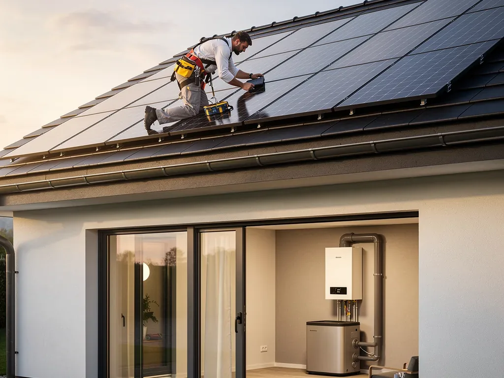 PV-Einspeisetarif bei Heizungssystemen: So funktionieren die Vergütung und Nutzung Photovoltaikanlage speist Strom zur Heizungsunterstützung ins öffentliche Netz ein
