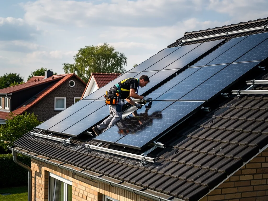 Moderne Solarmodule auf Hausdach in Niedersachsen für effiziente Photovoltaik