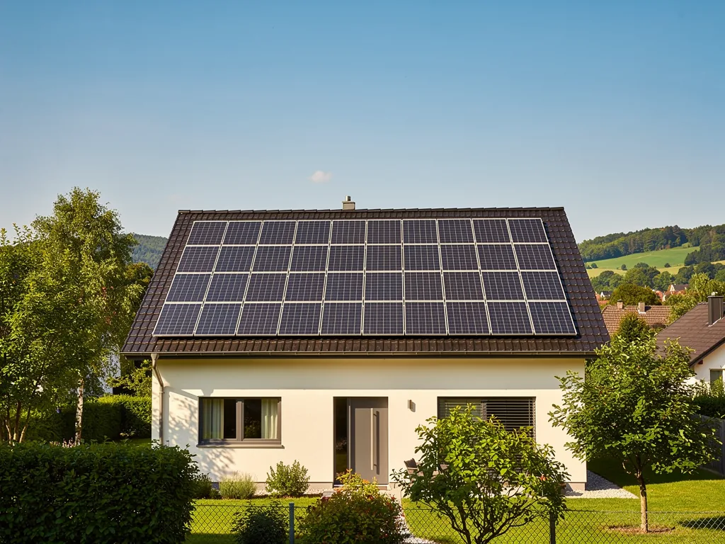 Saarland Photovoltaik Pflicht und ihre Bedeutung für Hauseigentümer Sonnige Dachfläche mit installierter Photovoltaikanlage im Saarland für Neubauten