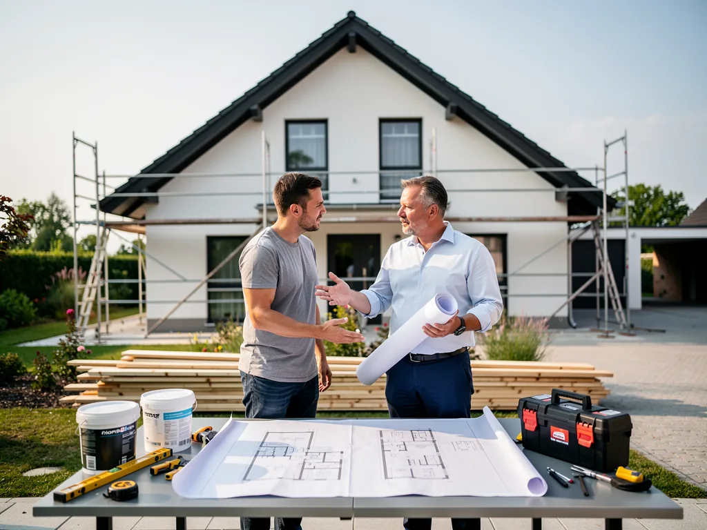 Sanierung Baugenehmigung richtig prüfen bei Hausbau und Modernisierung Illustration zum Thema Sanierung Baugenehmigung