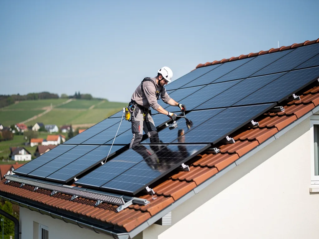 Solaranlage auf Hausdach in Rheinland-Pfalz mit moderner Photovoltaikinstallation