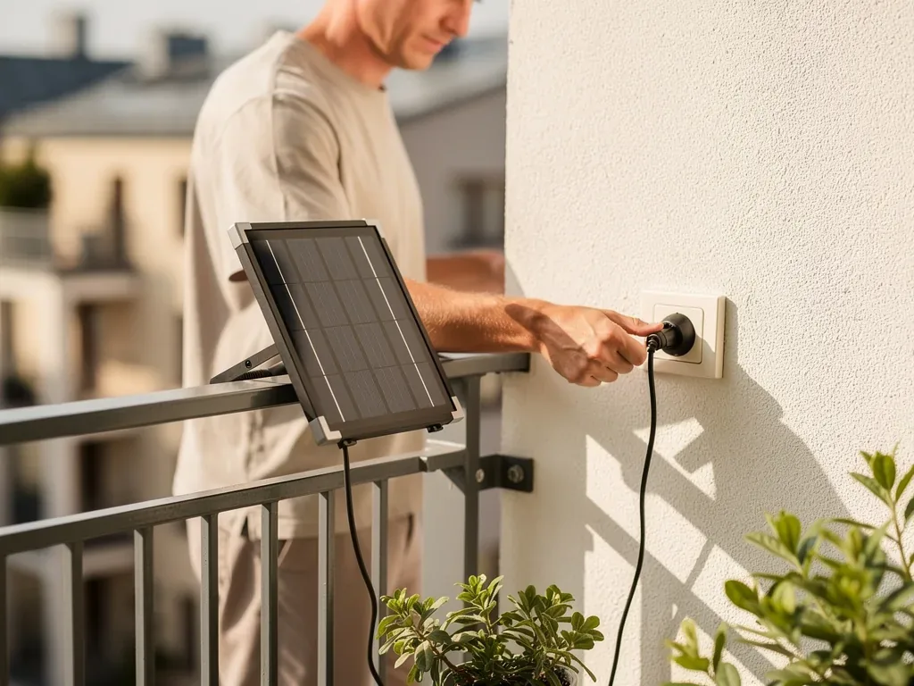 Steckdosen-Solaranlagen: Vorteile und Nachteile im Schnell-Check Steckdosen Solaranlage auf Balkon installiert für flexible Solarstromnutzung