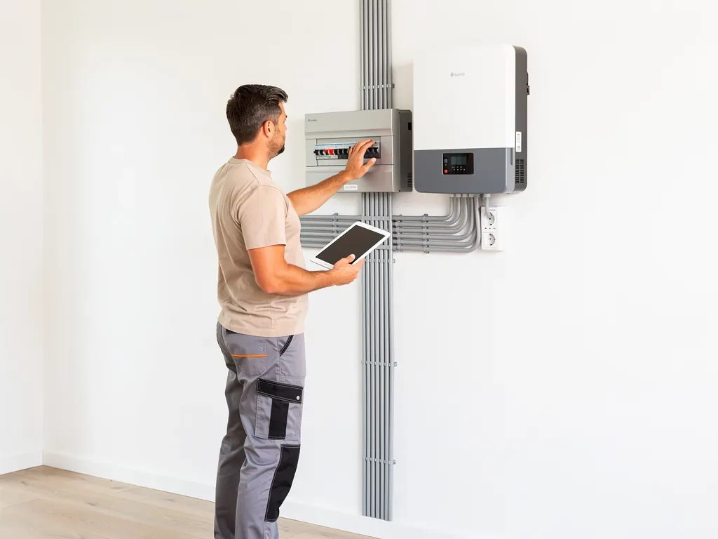 Wie die Stromverteilung bei PV-Anlagen im Haus optimal umgesetzt wird Moderne Stromverteilung für PV-Anlagen im Haus mit Wechselrichter und Unterverteilung
