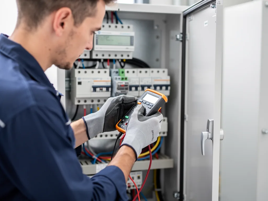 Zählerschrank PV prüfen für Photovoltaikanlagen sicher und normgerecht Zählerschrank einer Photovoltaikanlage bei sicherer und normgerechter Prüfung prüfen