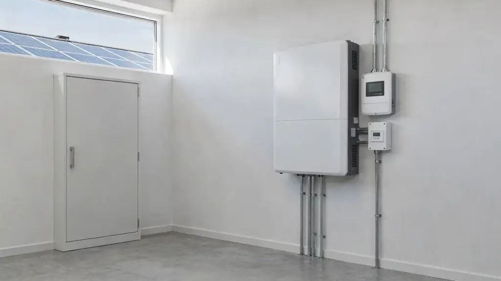 Notstromlösungen für PV-Anlagen: Arten, Unterschiede und Planung PV-Anlage mit Batteriespeicher, Wechselrichter und Schalttechnik für Notstromlösungen