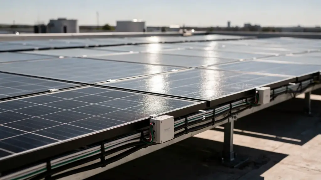 Solarzelle Funktionsweise: So wird Licht zu Strom Solarzelle auf dem Dach mit Solarmodulen zur Funktionsweise von Licht zu Strom