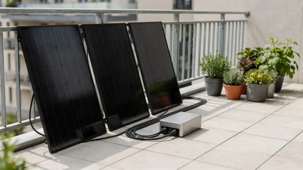 Solarmodule für Balkonkraftwerk: Welche Module sich für Balkon und Garten eignen Solarmodule für Balkonkraftwerk auf einem Balkon und im Garten in realistischer Wohnumgebung