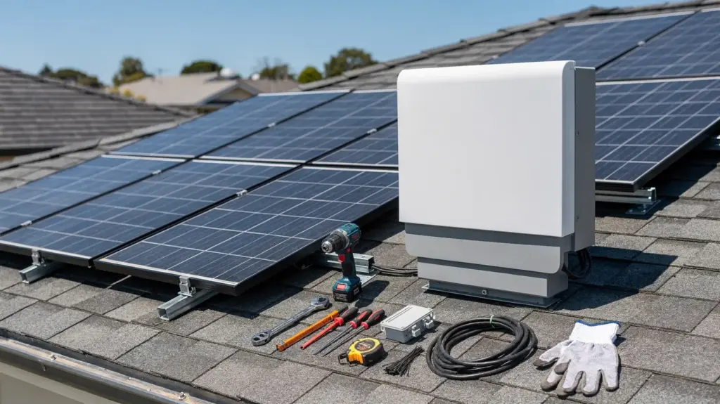 Was kostet eine Solaranlage mit Speicher und Montage? Solaranlage mit Speicher und Montage auf einem Hausdach