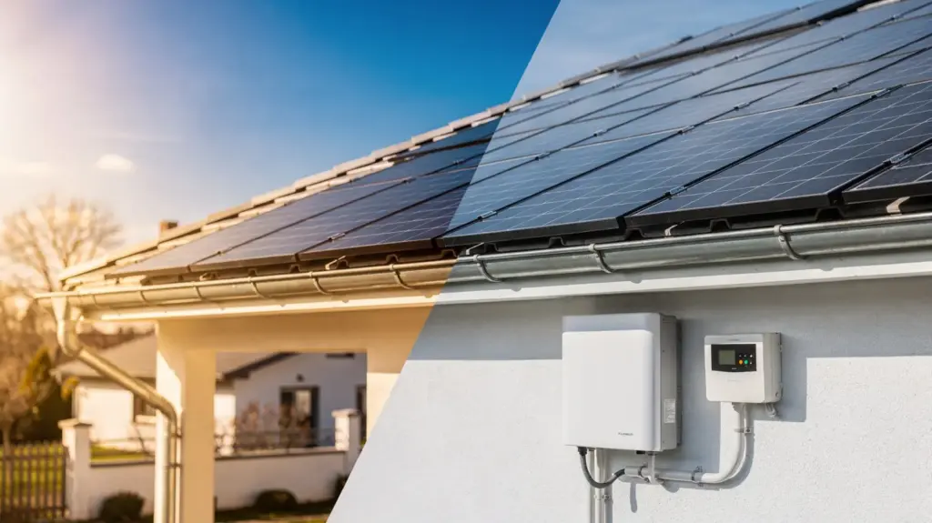 Saisonale Autarkie: Was sie bei PV-Anlagen bedeutet und wie sie über das Jahr funktioniert PV-Anlage auf einem Hausdach mit Speicher und Monitoring für saisonale Autarkie