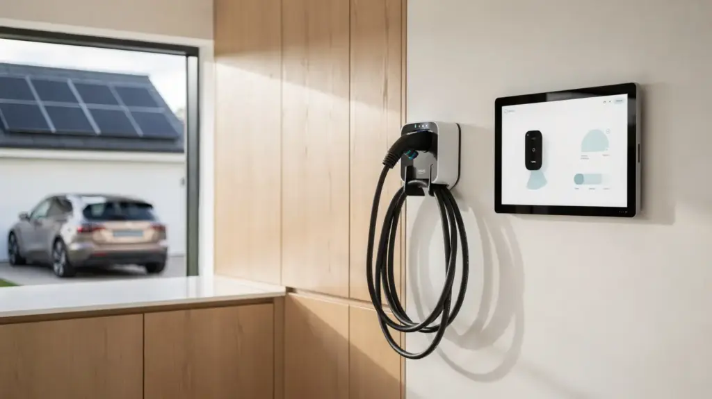 Bidirektionales Laden mit Solar: Wallbox, E-Auto und Solaranlage im Hauswirtschaftsraum
