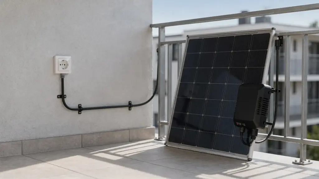 Steckersolar Sicherheit: Welche Anforderungen wirklich gelten Steckersolar-Sicherheit: Balkonmodul, Wechselrichter und Kabelanschluss in einer Wohnumgebung