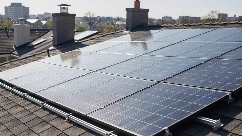 Solaranlage auf einem Hausdach als Beispiel für Faktoren beim Solarertrag