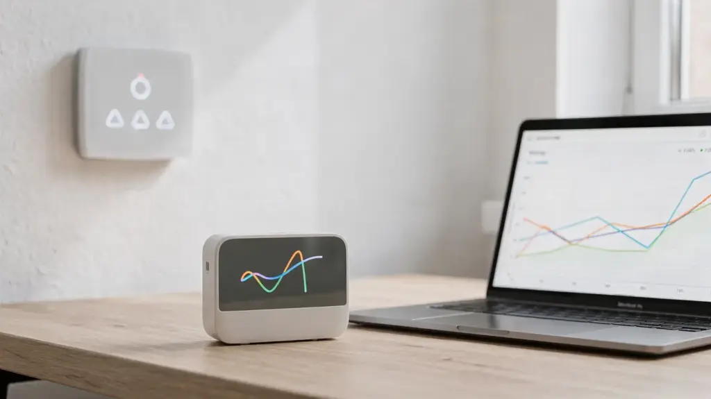 Strompreis dynamisch berechnen: So setzt sich der Preis zusammen Smartmeter und Laptop mit Preisdiagramm zum Thema Strompreis dynamisch berechnen
