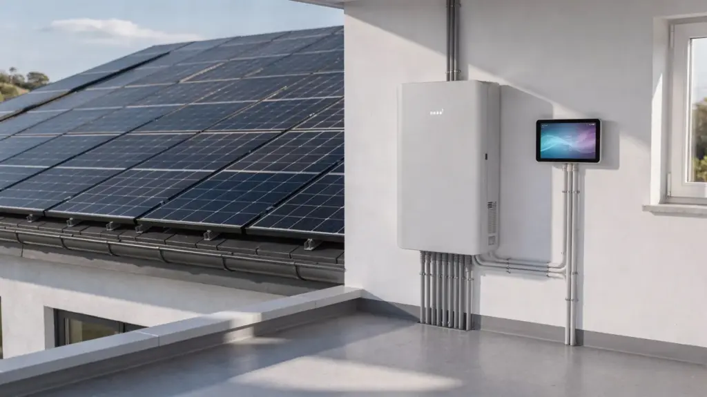 Solaranlage-Förderung aktuell: Welche Zuschüsse, Kredite und Steuervergünstigungen es gibt Solaranlage mit Solarmodulen und Stromspeicher als Thema der Solaranlage-Förderung aktuell