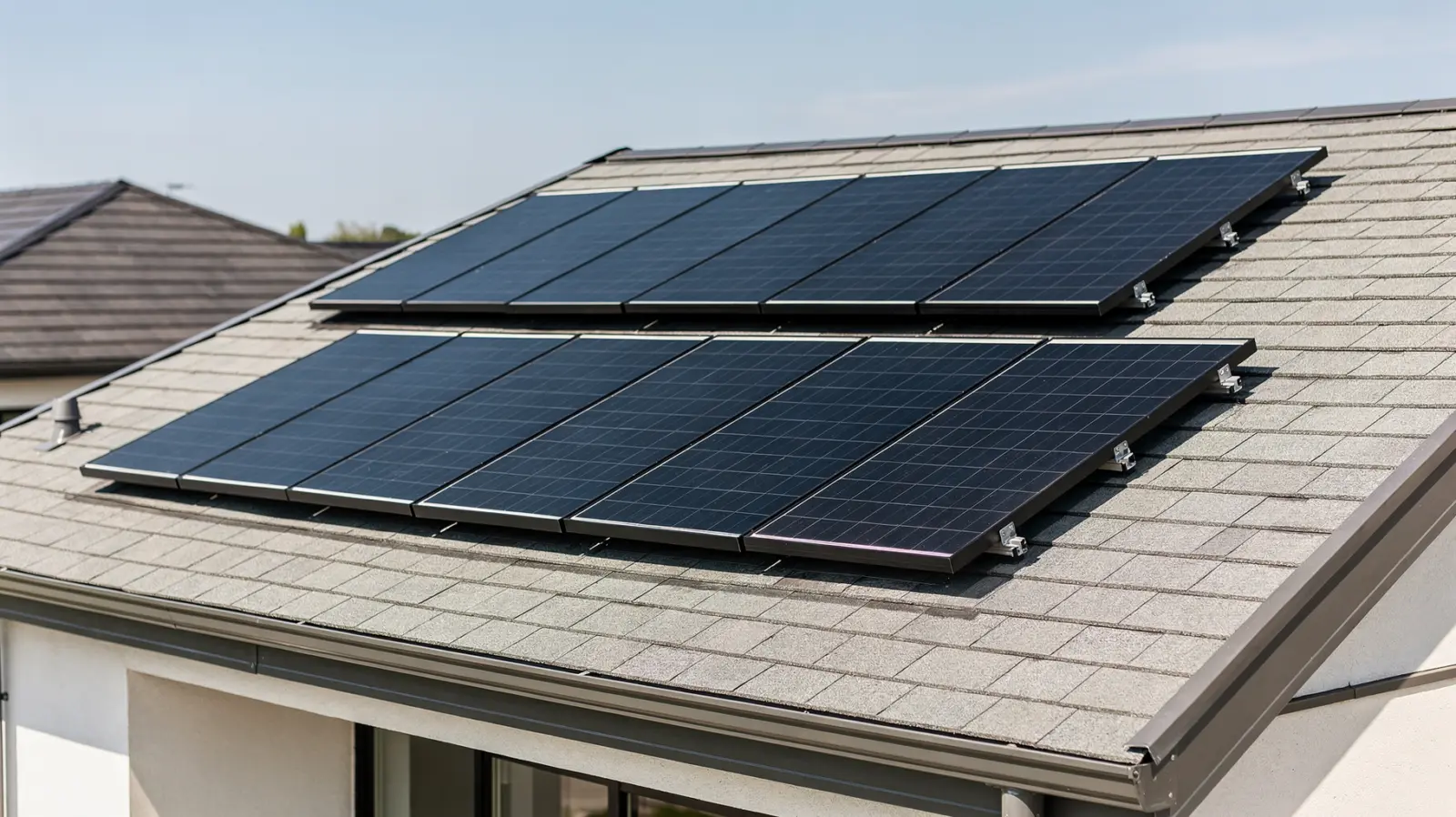 Photovoltaik auf einer Dachfläche mit Solarmodulen und sichtbarem Platzbedarf für die Berechnung